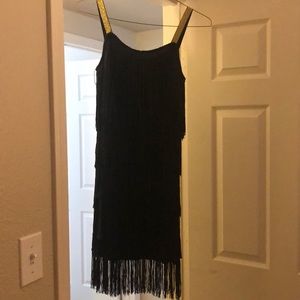 Black fringe flapper dress